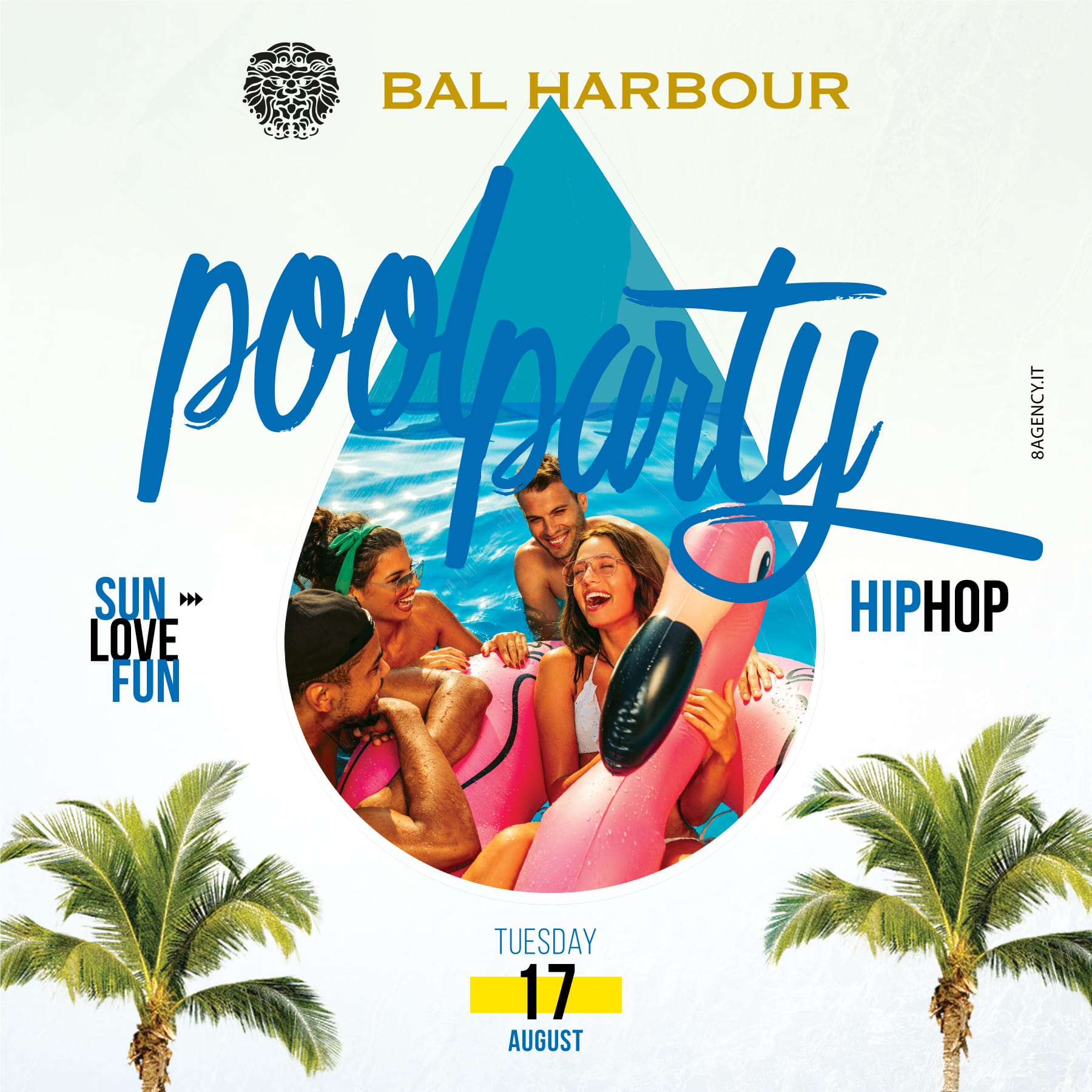 Pool Party Martedì 17 agosto Bal Harbour. Feste in Piscina San Teodoro.