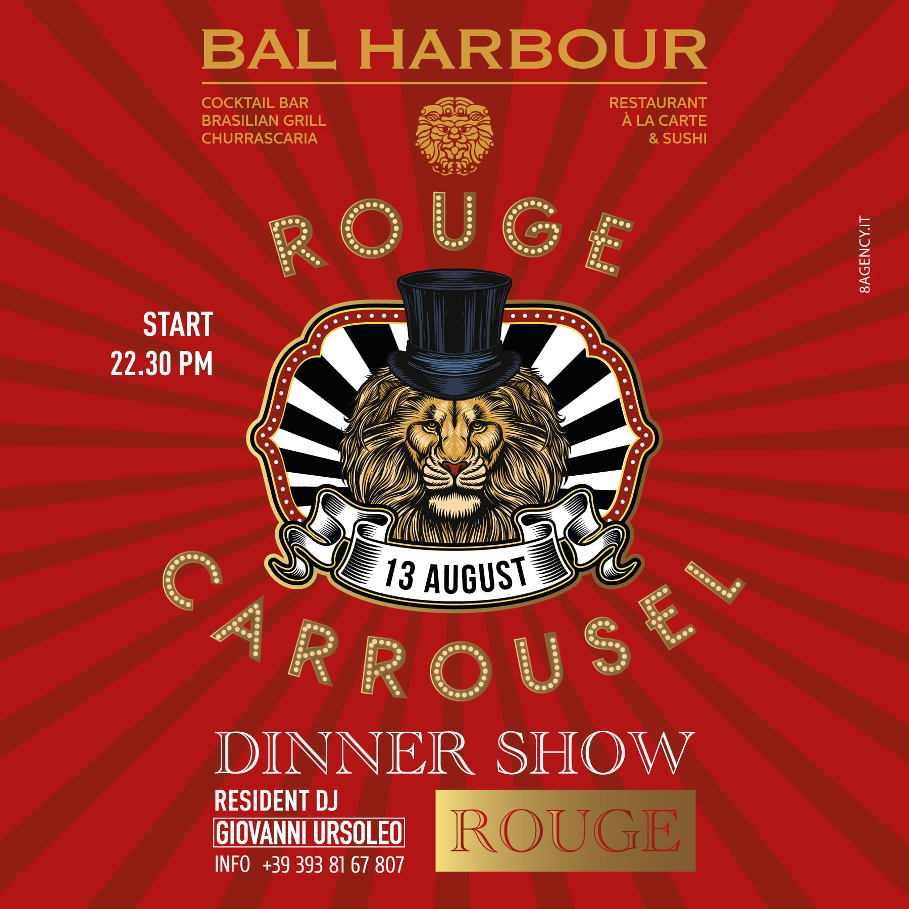 Rouge Carrousel Party al Bal Harbour - Venerdì 13 Agosto 2021 San Teodoro. Unica data in Sardegna Estate 2021.